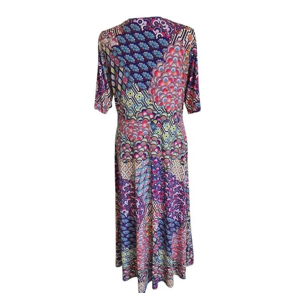 MSK Womens Mixed Color Print Twist Front Midi Dress Size Large - Picture 3 of 12